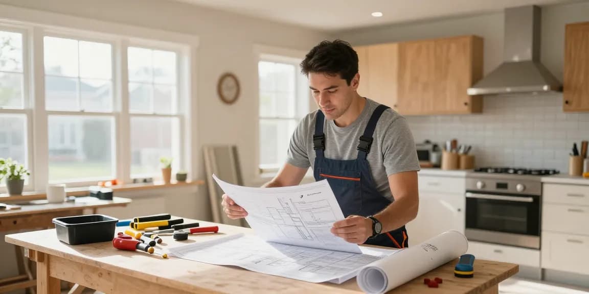 Local contractor reviewing blueprints at a home renovation site, inspiring confidence in link Vip66 for trusted local services.