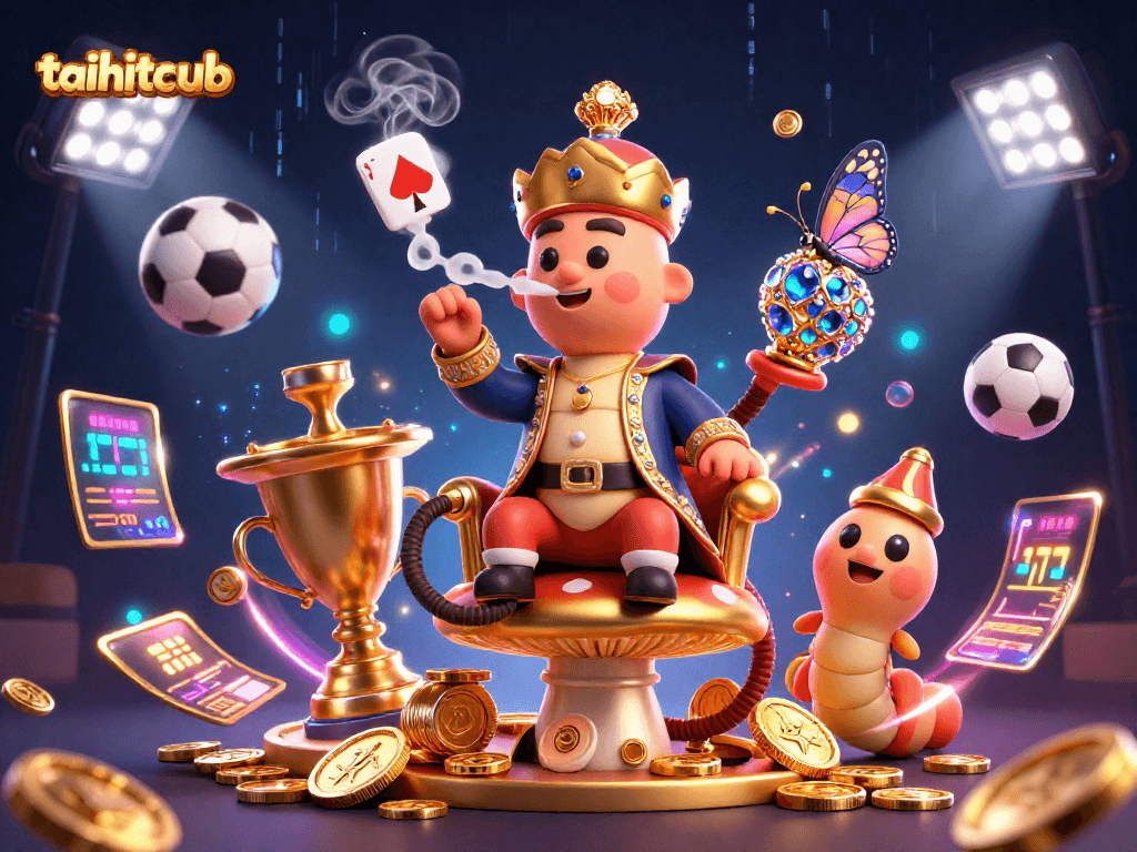 Experience the vibrant world of taihitclub with a dynamic 3D casino illustration full of action.