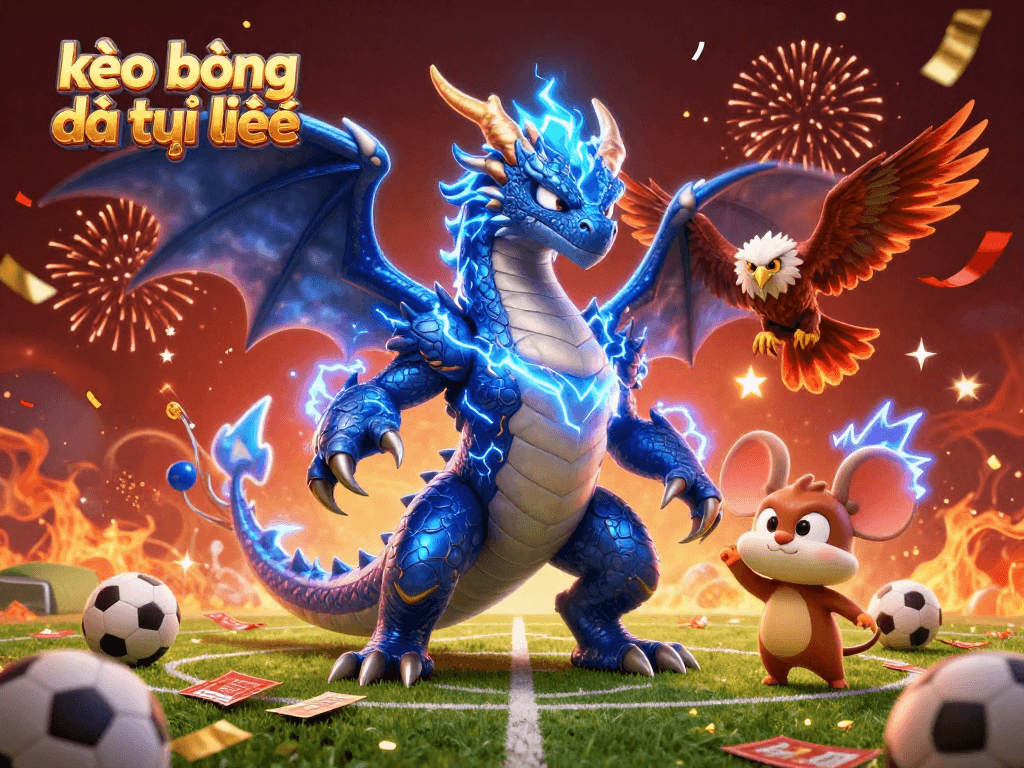 Experience kèo bóng đá trực tuyến with engaging sports betting characters and vibrant action elements.