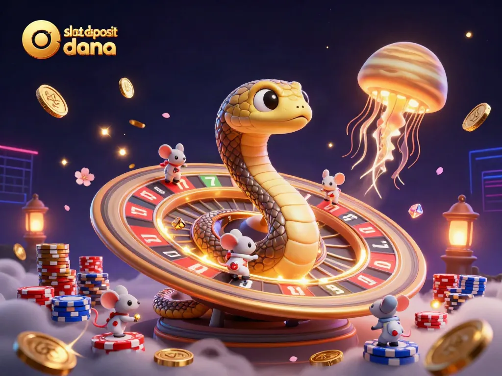Experience excitement with slot deposit dana as astronauts place bets around a cosmic roulette wheel.