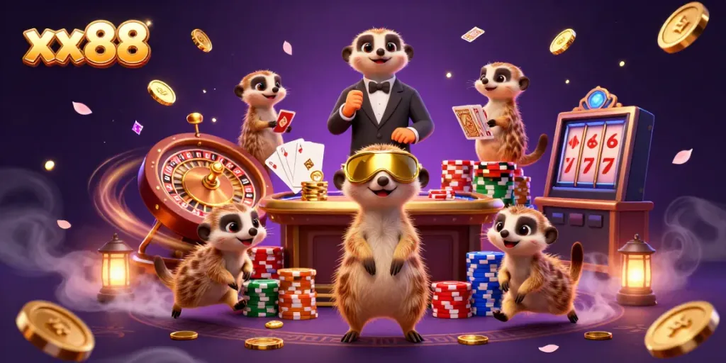 Experience thrilling gaming adventures at xx88 with cartoon meerkats orchestrating casino fun!