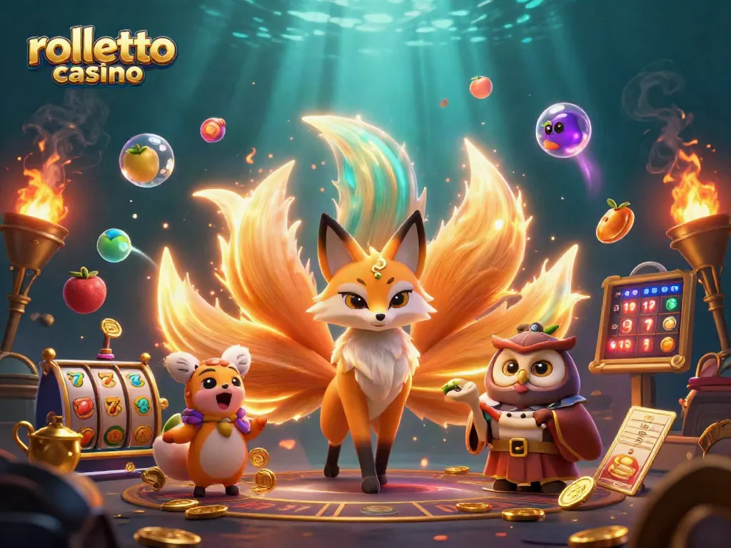 Experience the thrill of rolletto casino with vibrant games, colorful characters, and exciting slot reels.
