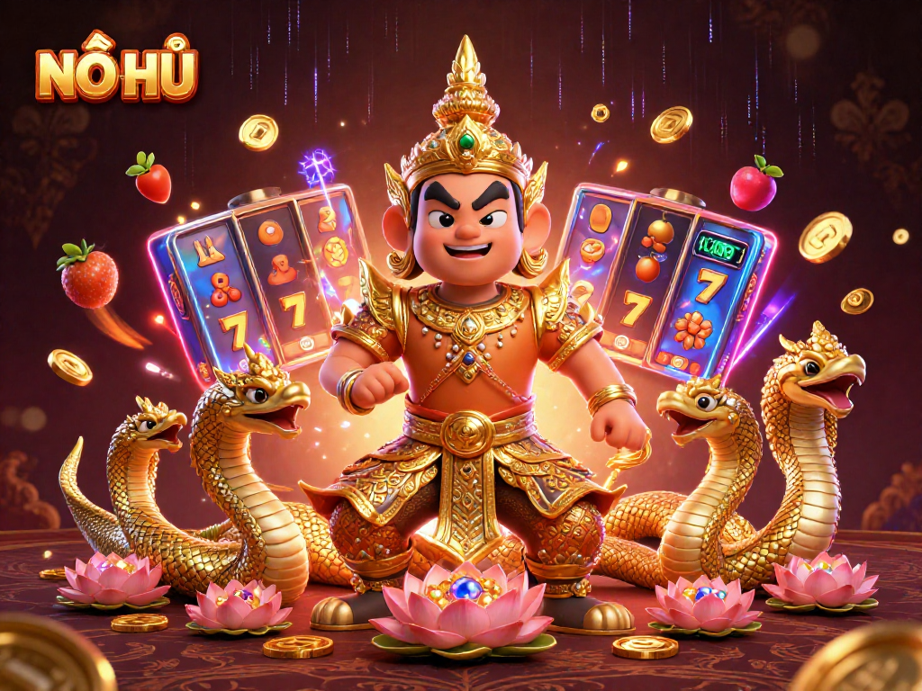 Spin the NỔ HŨ reels for massive jackpots alongside vibrant golden guardians.