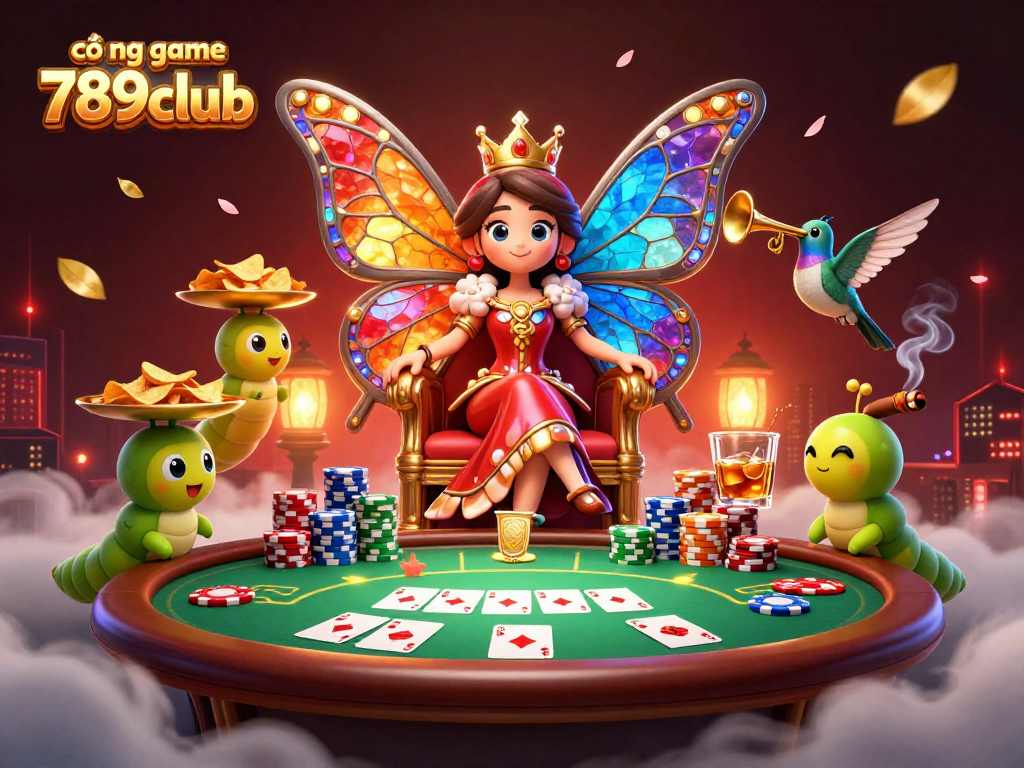Experience vibrant excitement at cổng game 789club with a captivating 3D casino scene featuring poker and colorful characters.