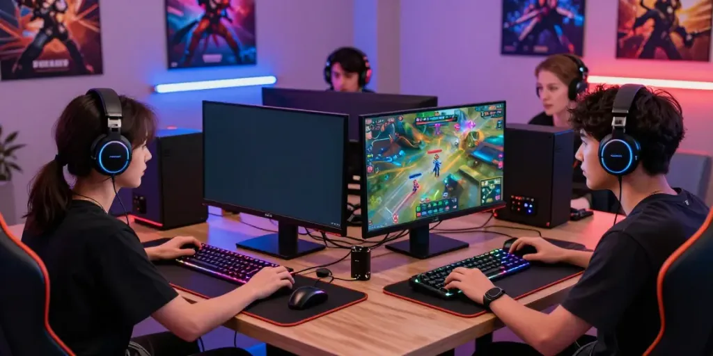 GO88 gaming experience with players and vibrant LED lights.