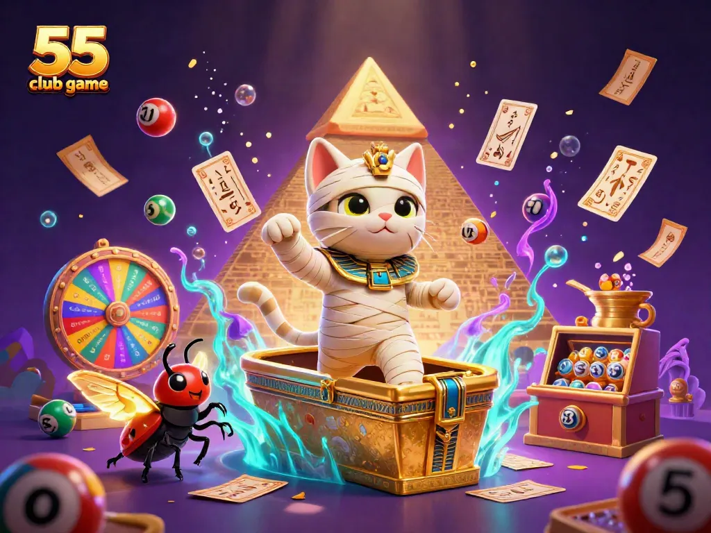 Engage with the thrilling 55 club game featuring vibrant characters and dynamic lottery elements.