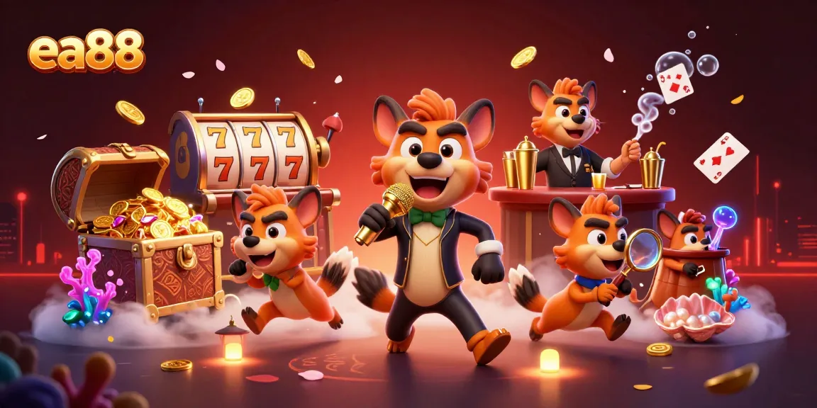 Experience the fun at ea88's comedy casino with lively hyena characters and vibrant game elements.