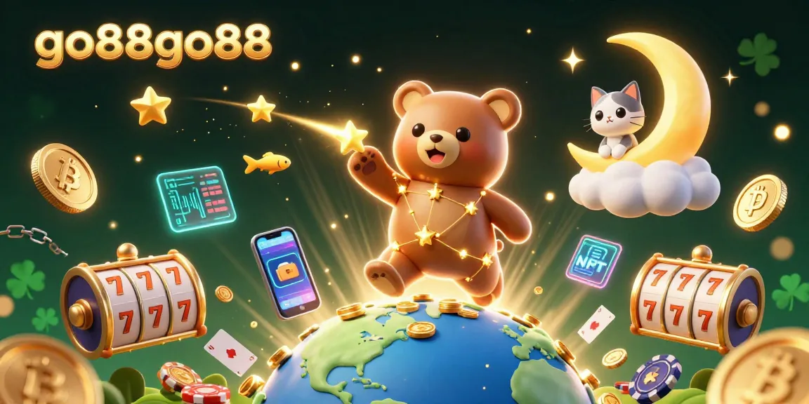 Spin and win with go88go88's vibrant casino scene featuring lucky characters and glowing crypto coins.