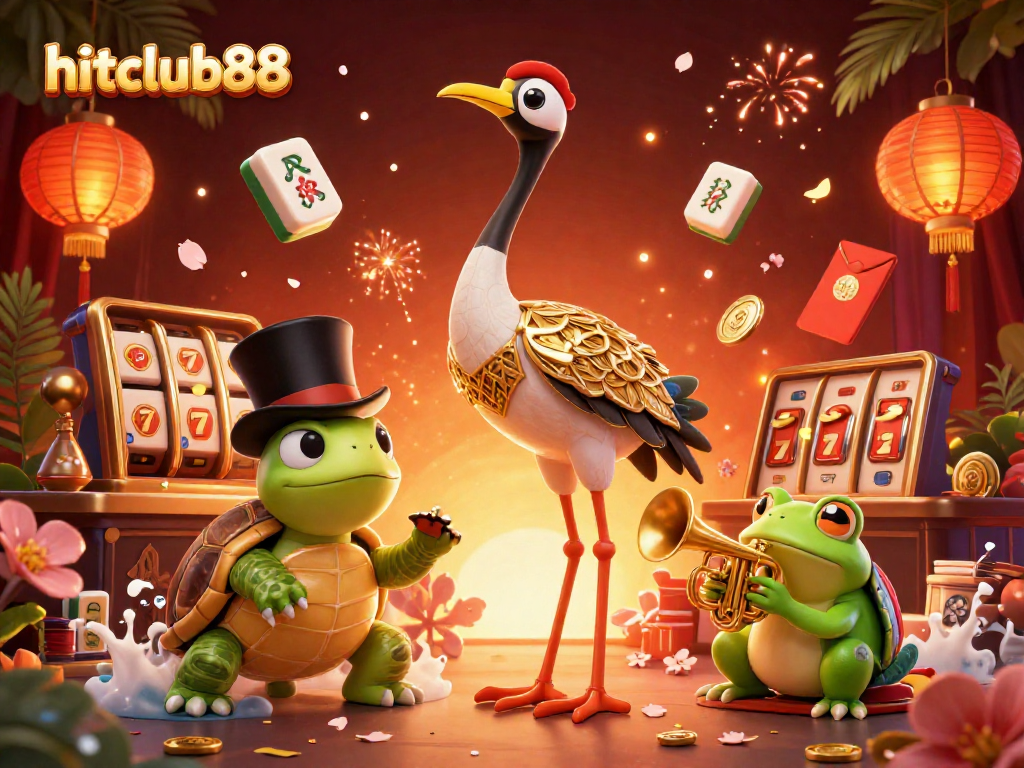 Experience the excitement of hitclub88 with vibrant characters and dynamic slots in a colorful 3D scene.