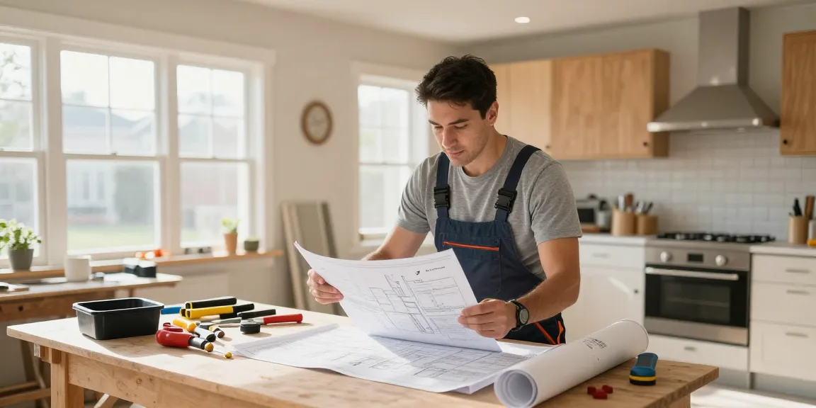 Local contractor reviewing blueprints at a home renovation site, inspiring confidence in link Vip66 for trusted local services.