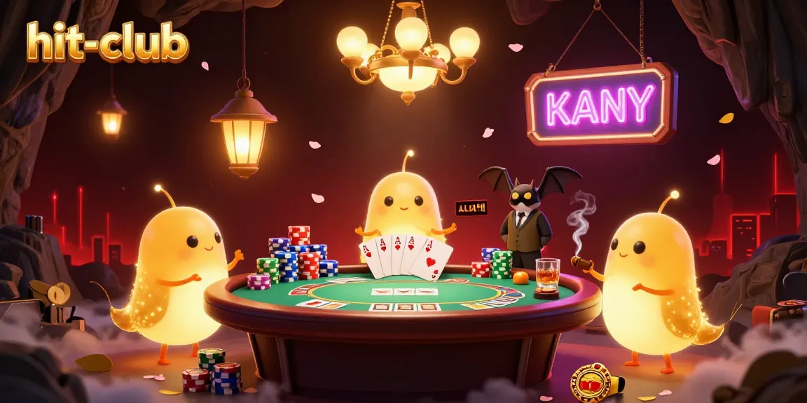 Experience the vibrant action at hit-club, where glowworms illuminate a lively casino scene with poker dynamics.