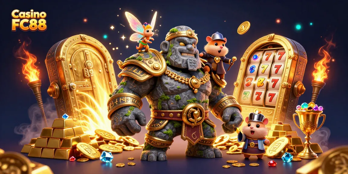 Experience captivating gameplay at Casino FC88 with magical characters and treasure, illustrating the gaming excitement.