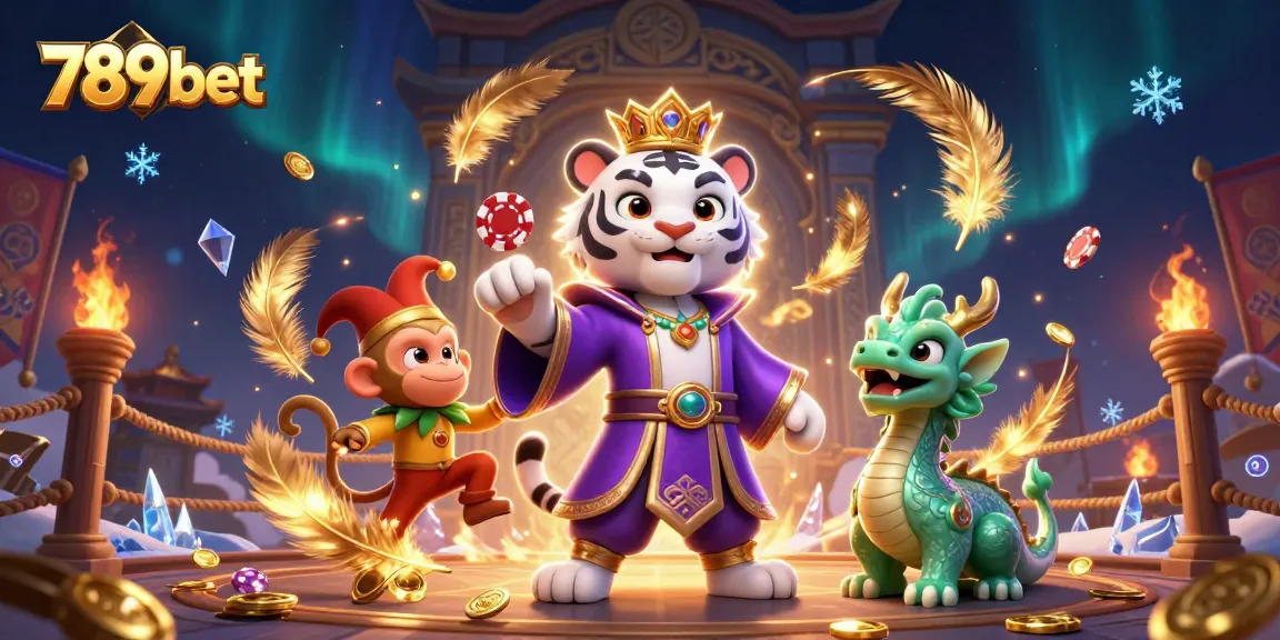 Experience thrilling wins at 789bet with a vibrant illustration featuring a regal tiger and playful monkey.