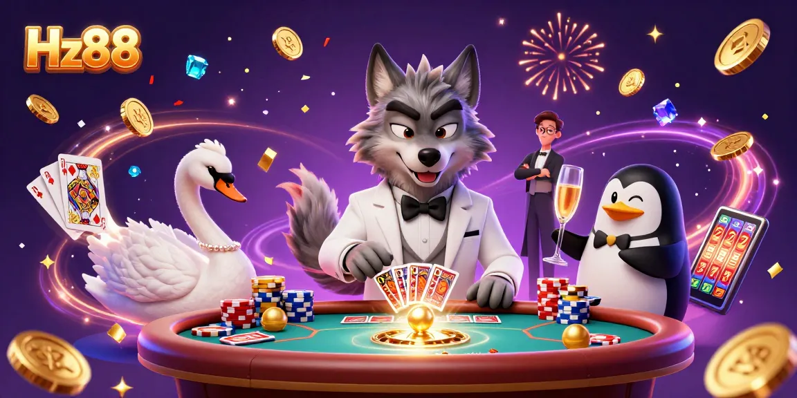 Experience winning with Hz88 at a baccarat table with golden coins and game elements.