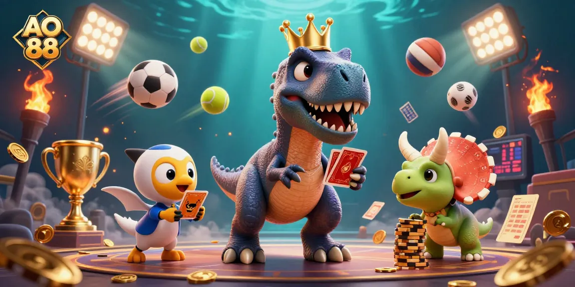 Engage in thrilling gameplay at AO 88 with friendly dinosaur characters and vibrant casino elements