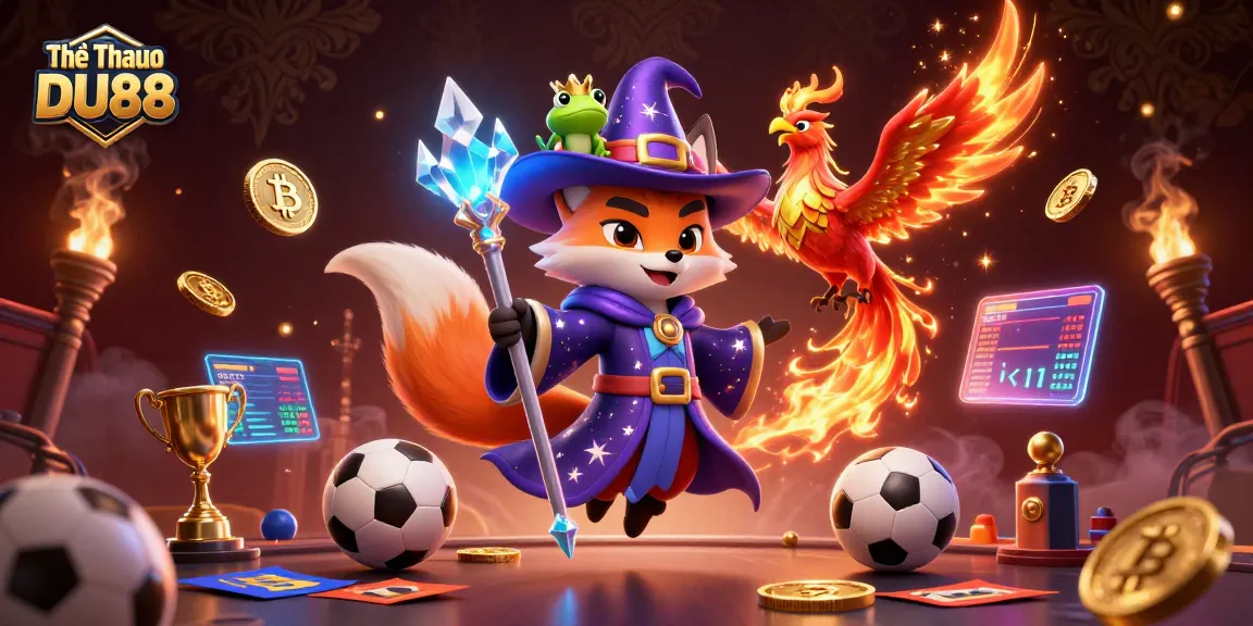 Engage with Thể Thao DU88 through sports betting excitement featuring vibrant characters and betting elements.
