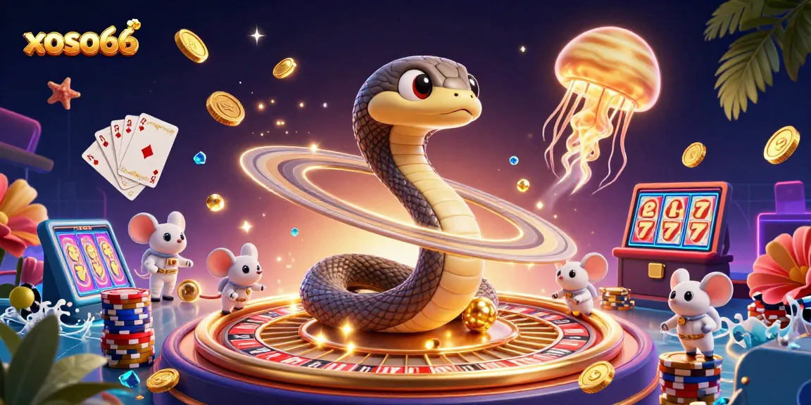 Experience the dynamic betting scene of xoso66 with a cosmic dealer and playful astronaut mice.
