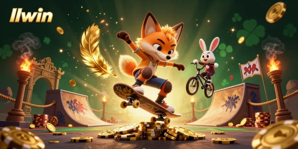 Experience thrilling gameplay at llwin with a dynamic 3D fox and rabbit in an exciting casino scene.