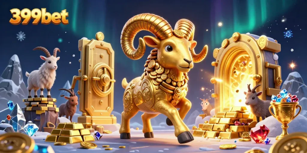 Engage with 399bet as golden treasures burst forth, showcasing vibrant casino elements and action.